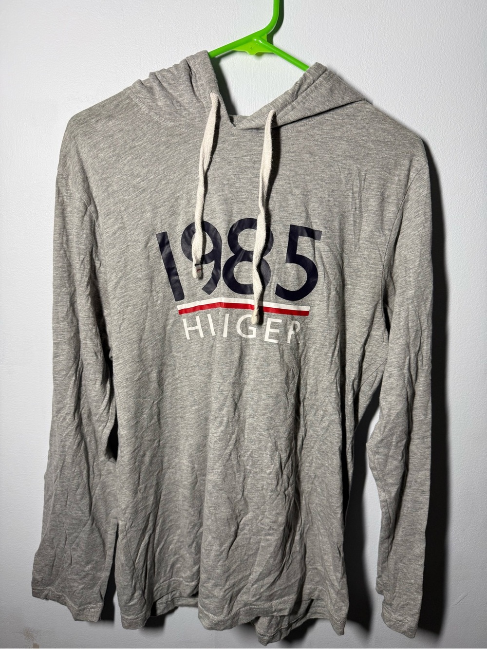 Tommy Hilfiger Gray 1985 Hooded Long-Sleeve Shirt with Red & Navy Accents